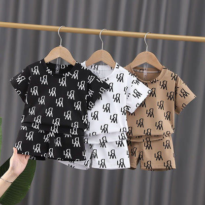 Children's Unisex Baby Suit Western Style Printed Suit Two-piece Set
