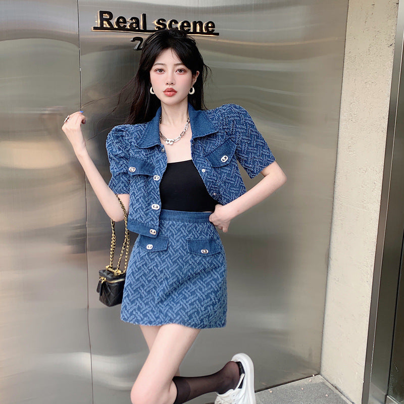 Fashion Age Reducing Denim Set For Women
