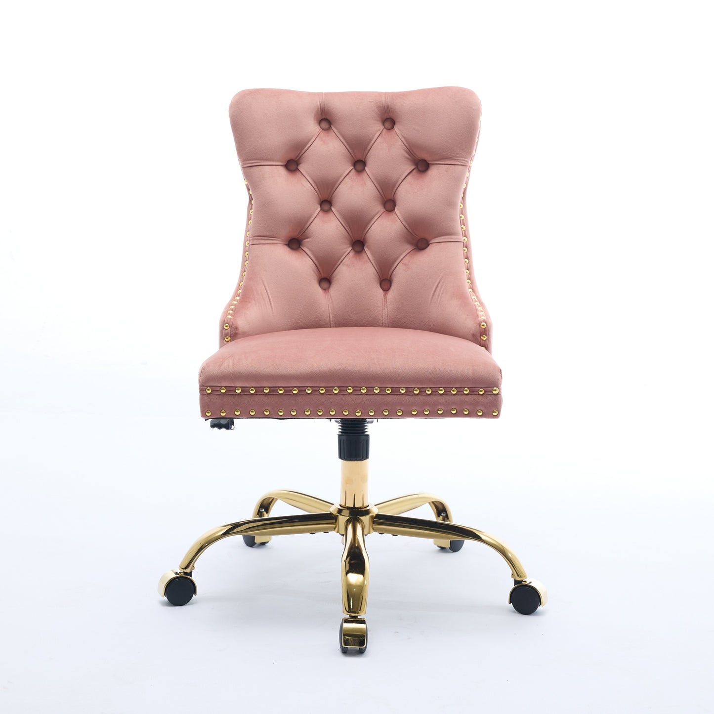 A&A Furniture Office Chair,Modern Velvet Upholstered Tufted Button Home Office Chair With Golden Metal Base,Adjustable Desk Chair Swivel Office Chair