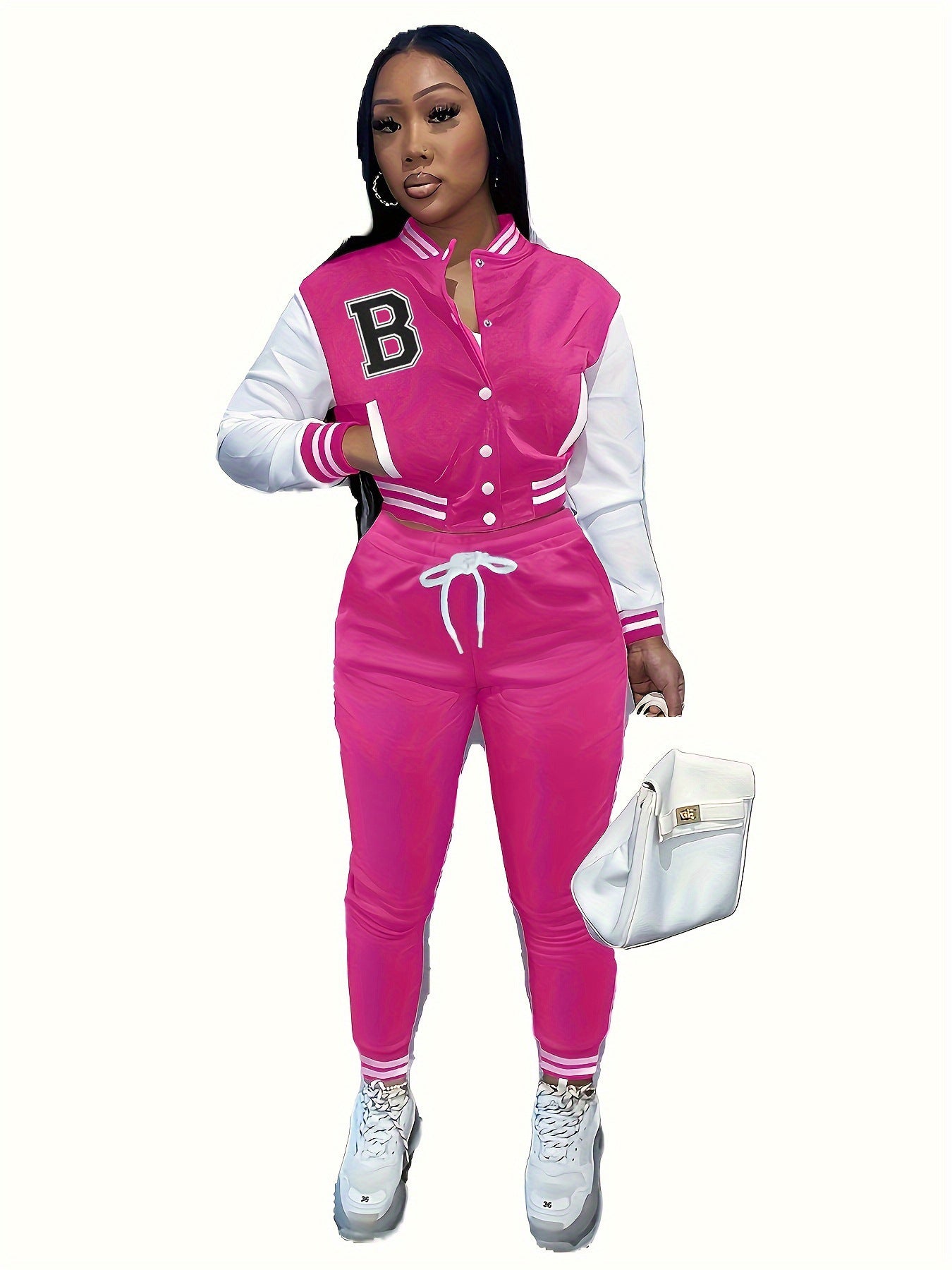 Letter Color Matching Jacket Single-breasted Letter Printed Baseball Uniform Sports Suit