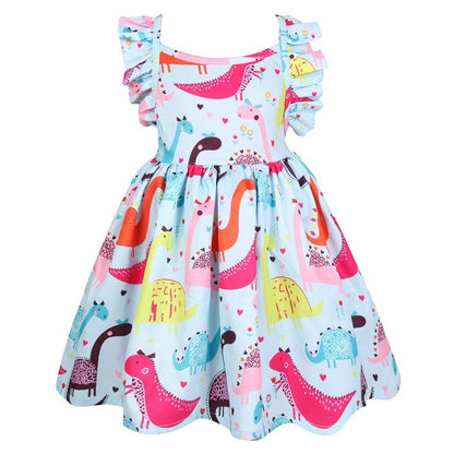 Children's New Backless Strap Cute Dinosaur Dress