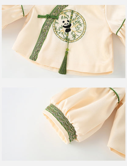 Girls Dress Fashion National Style Children's Two-piece Suit Horse-face Skirt