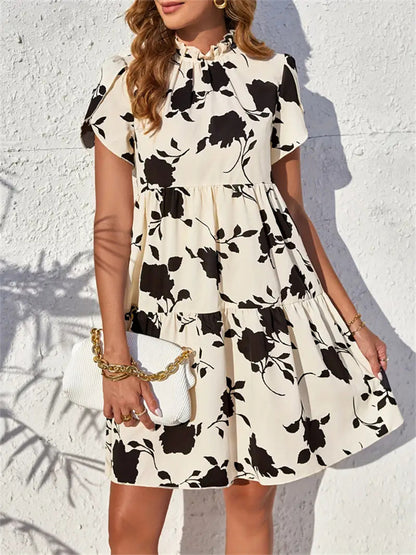 Doll Collar With Ruffled Hem Short Dress