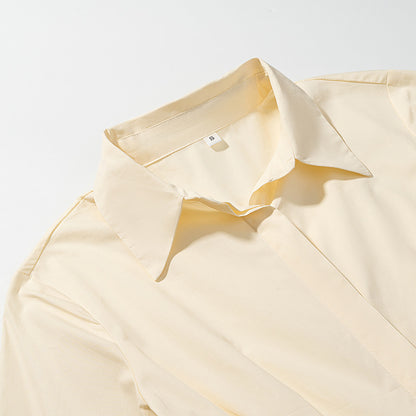 Women's Cotton Solid Color Long Sleeve Dress