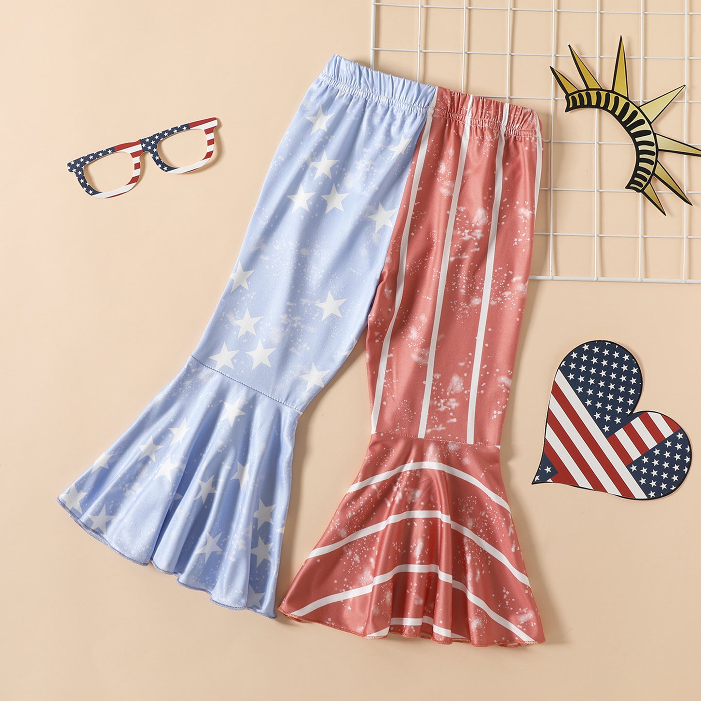 Tank Top Flared Pants Suit Girls Summer Independence Day