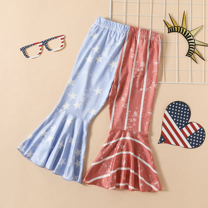 Tank Top Flared Pants Suit Girls Summer Independence Day
