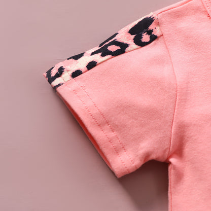 Baby Girl Alphabet Print Short-sleeved Trousers Suit