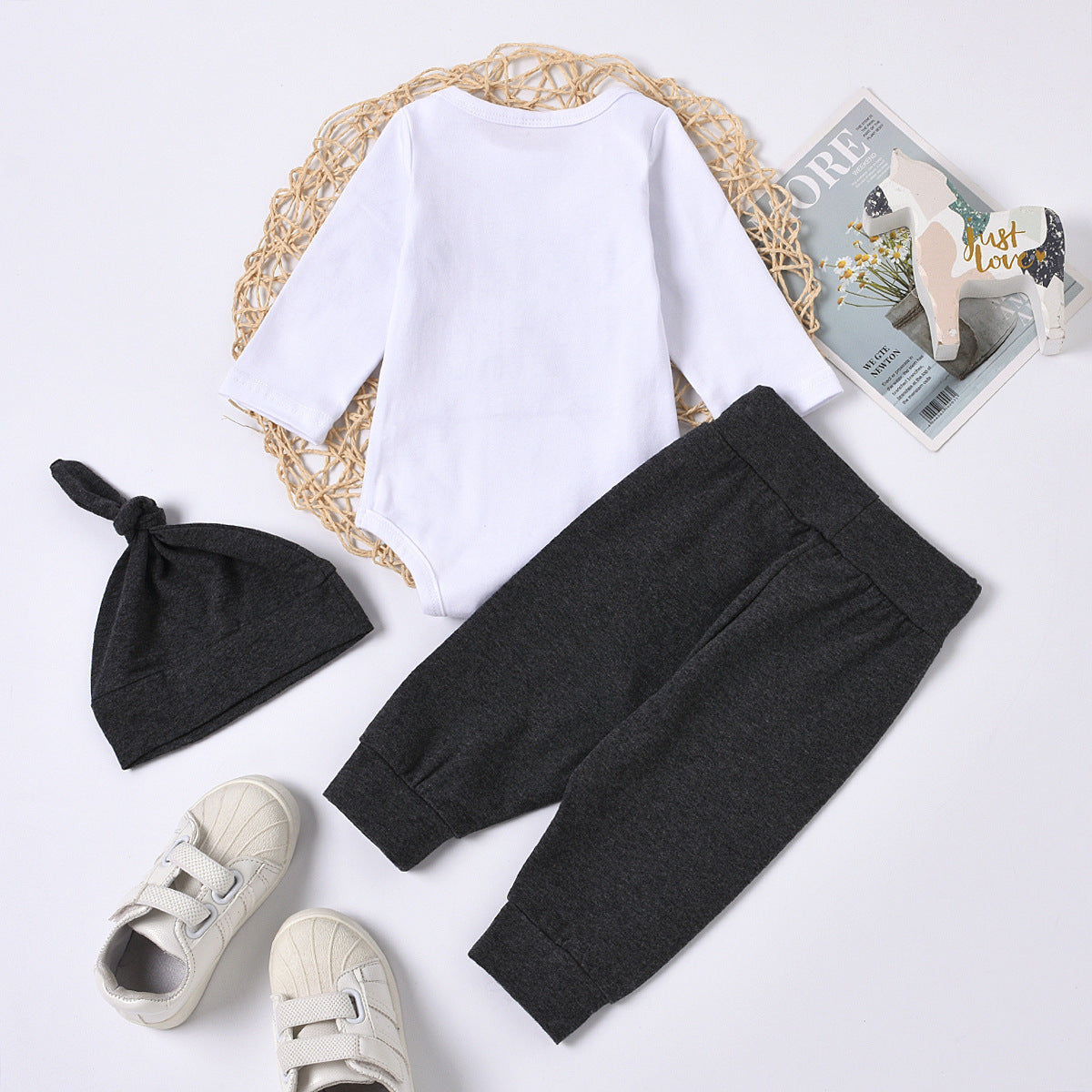 Children's Crew Neck Men's Cotton Non Hooded Black Letter Suit