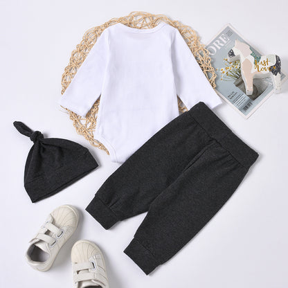 Children's Crew Neck Men's Cotton Non Hooded Black Letter Suit