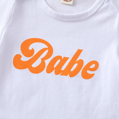 Summer Infant Toddler Letter Printing Bell-bottom Pants Suit