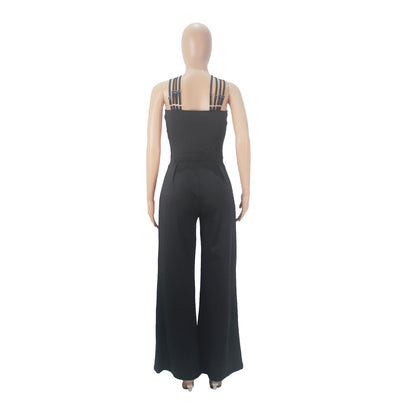 Fashion Multi-strap Cross Wide-leg Jumpsuit