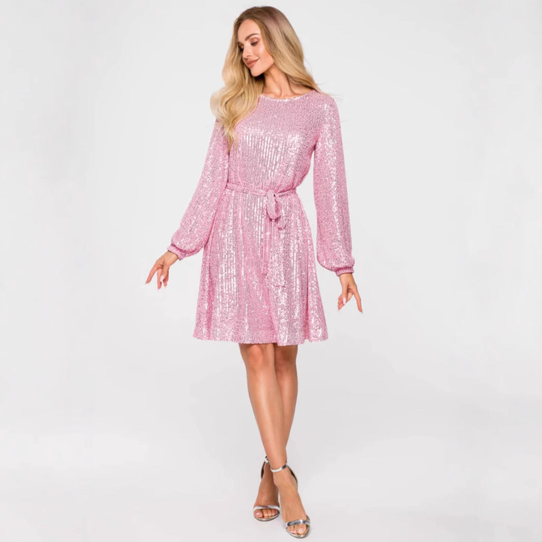 Glittering Beaded Dress For Holiday Party