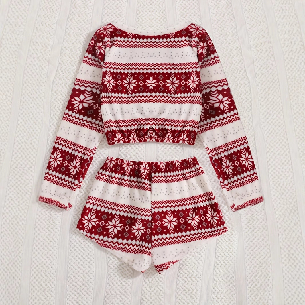Coral Fleece Christmas Venonat Decoration Round Neck Shorts Long-sleeve Suit