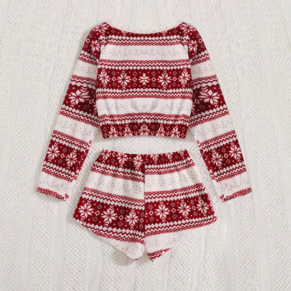 Coral Fleece Christmas Venonat Decoration Round Neck Shorts Long-sleeve Suit