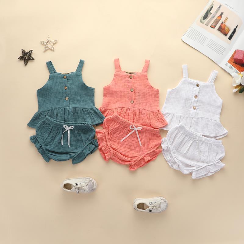 New Girls' Casual Suit Candy Color Suspender Shorts Two-piece Set