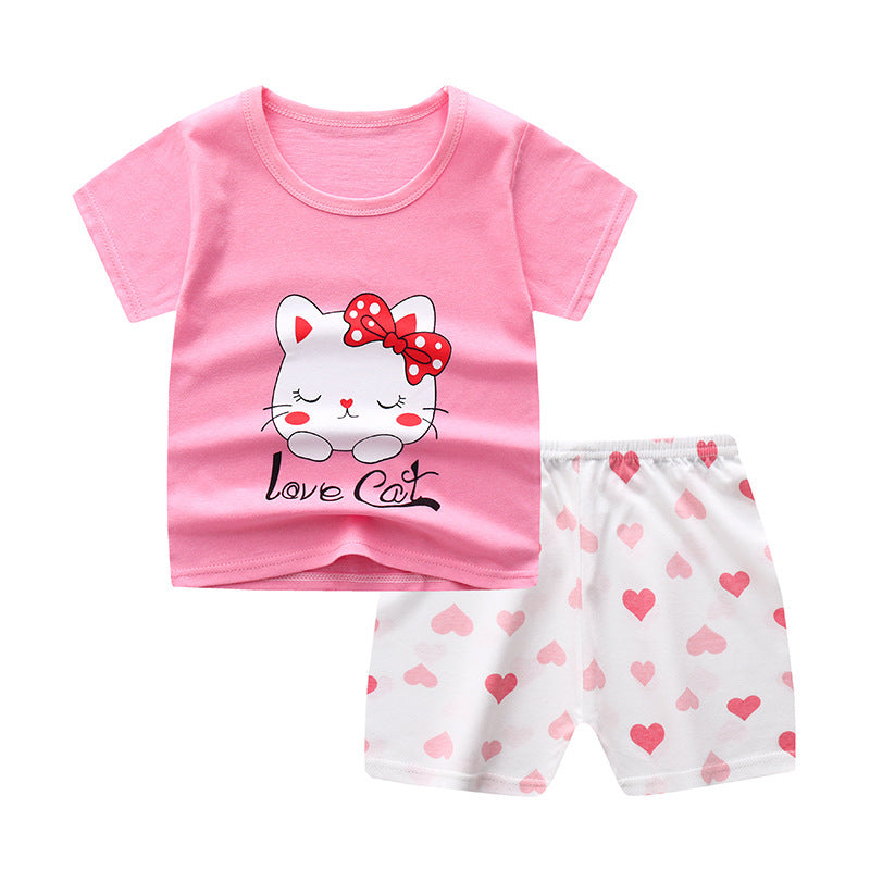 New Children's Short Sleeved Suit Baby  Cotton Short Sleeved