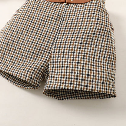 Girls' New Letter Sunken Stripe Two-piece Set