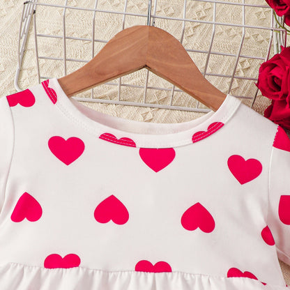 Autumn New Heart Printing Long Sleeve Top Suit