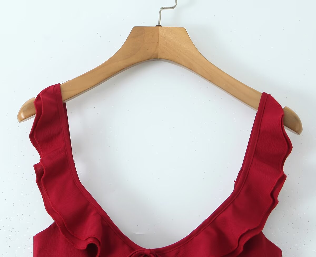 Spring New Women's Solid Color Pullover Sleeveless Side Strap Short Dress