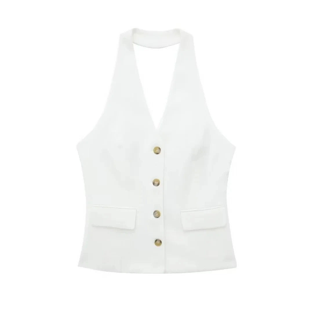 Women's Waistcoat Linen Vest Suit