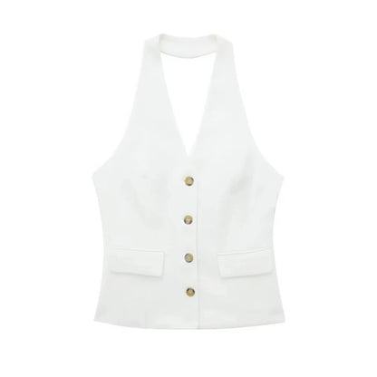 Women's Waistcoat Linen Vest Suit