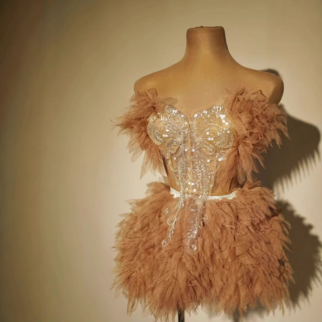 Sweet Stage Wear Dress Short Skirt Two-piece Set