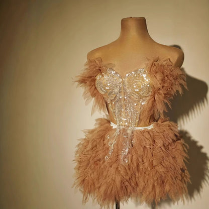 Sweet Stage Wear Dress Short Skirt Two-piece Set