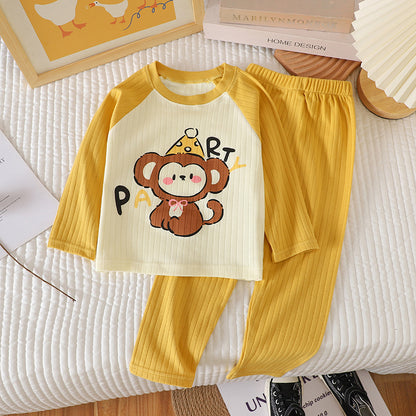Children's Pajamas Home Wear Autumn New Jacquard Cotton Suit