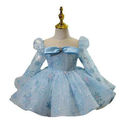 Children's Dress Princess Dress Blue Girl