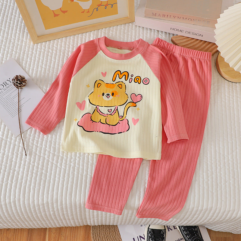 Children's Pajamas Home Wear Autumn New Jacquard Cotton Suit