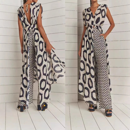 Temperament Twinset Backless Lace-up Straight-leg Pants Women's Suit