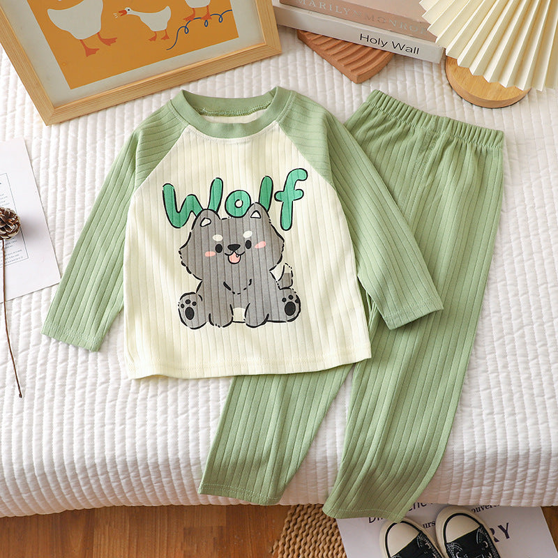 Children's Pajamas Home Wear Autumn New Jacquard Cotton Suit