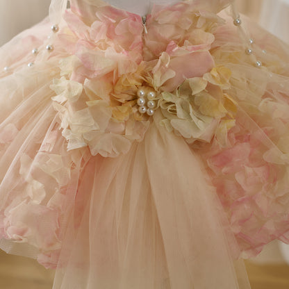 Children's Dress Sling Contrast Color Mori Style Umbrella Princess Dress Girl