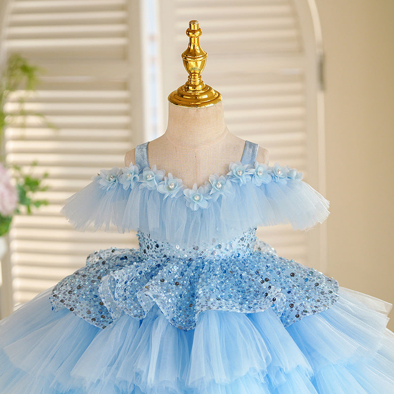 Children's Birthday Party Evening Dress Piano Playing Princess Dress