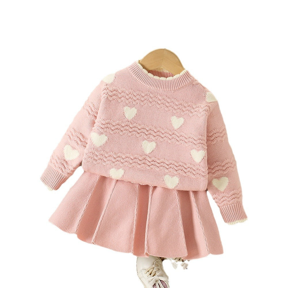 Round Neck Two-piece Korean Style Trendy Western Style Women's Treasure Autumn And Winter