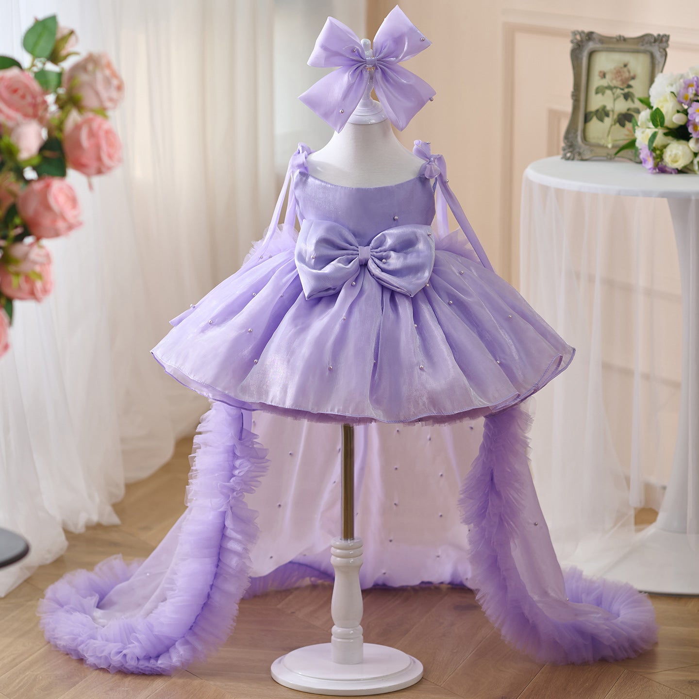 Girls' Fashion Personalized Beaded Trailing Princess Dress