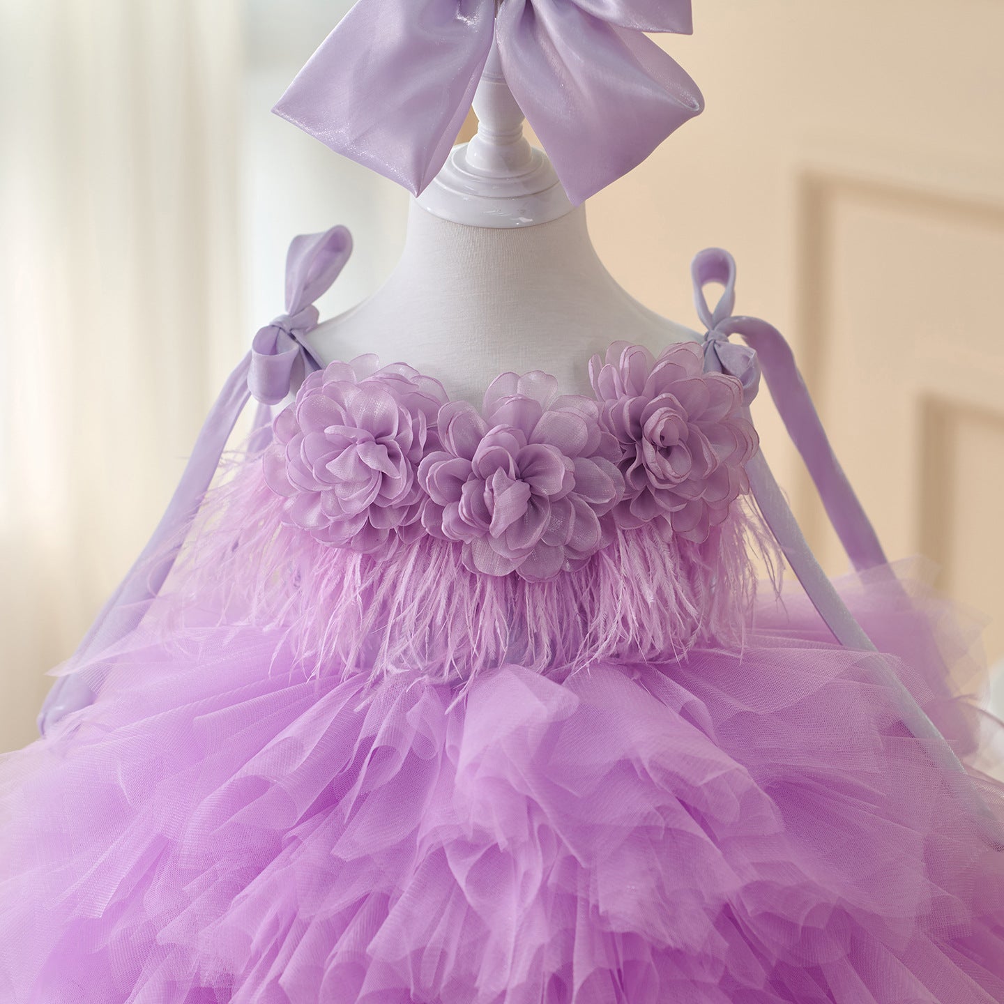 Girl's Super Wide Loose Flower Tassel Dress