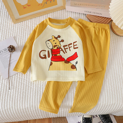 Children's Pajamas Home Wear Autumn New Jacquard Cotton Suit