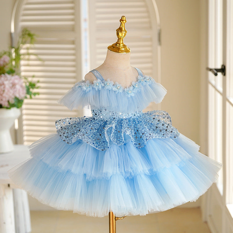 Children's Birthday Party Evening Dress Piano Playing Princess Dress