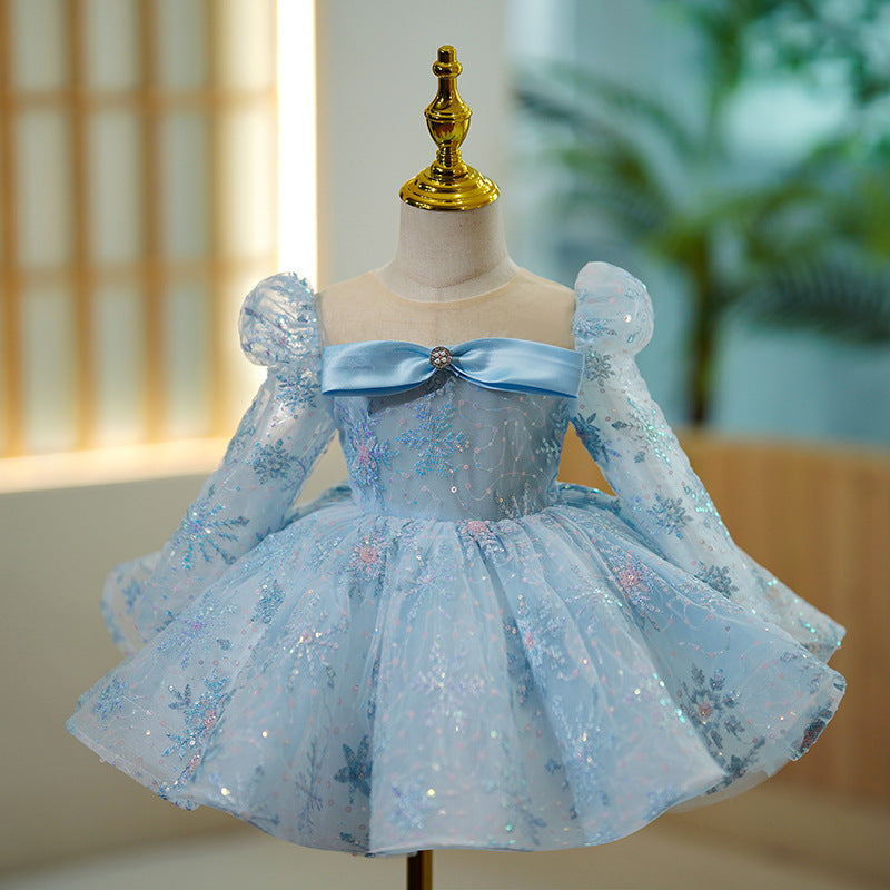 Children's Dress Princess Dress Blue Girl