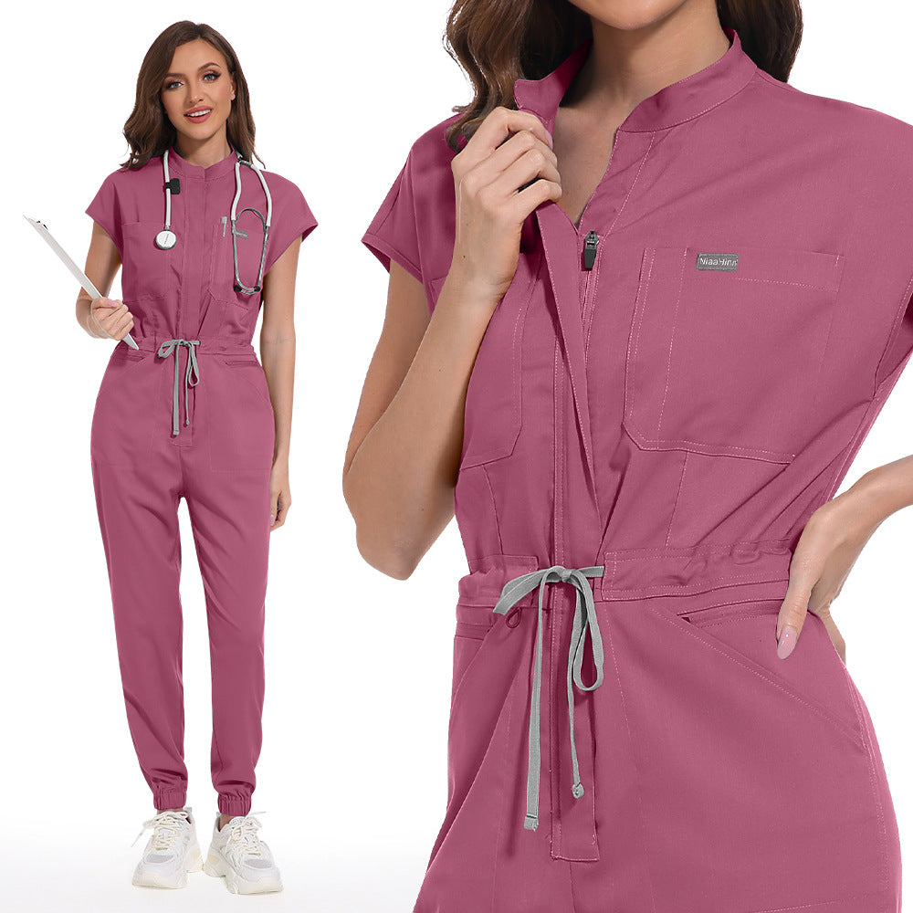 Multifunctional Pocket Stand Collar High Quality Operating Room Hospital Work Uniforms Jumpsuit Suit