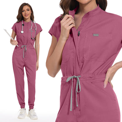 Multifunctional Pocket Stand Collar High Quality Operating Room Hospital Work Uniforms Jumpsuit Suit
