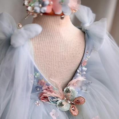 Creative Printed Fluffy Dress For Girls