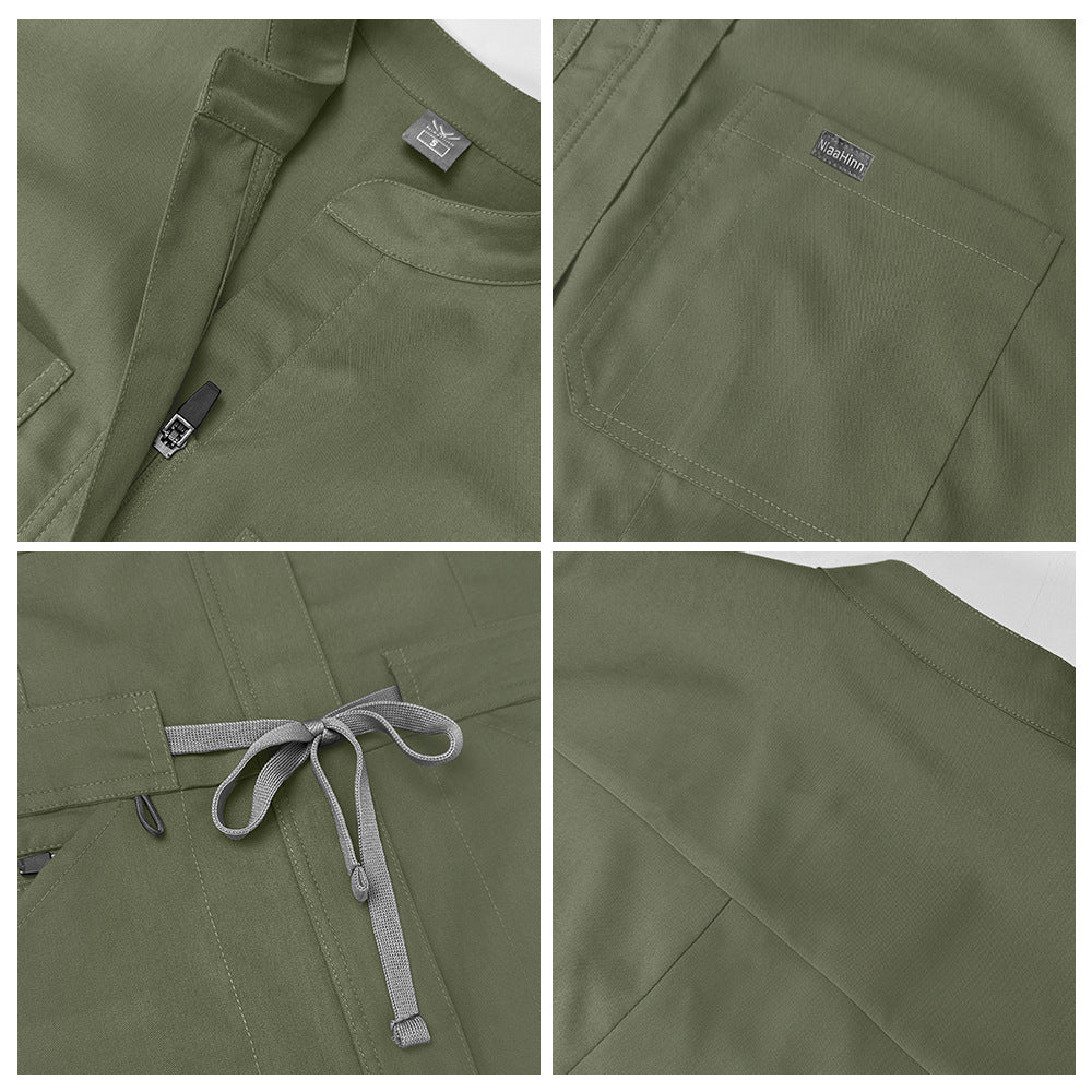 Multifunctional Pocket Stand Collar High Quality Operating Room Hospital Work Uniforms Jumpsuit Suit
