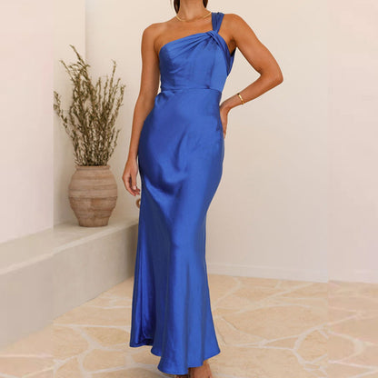 Sexy Backless Solid Color Dress