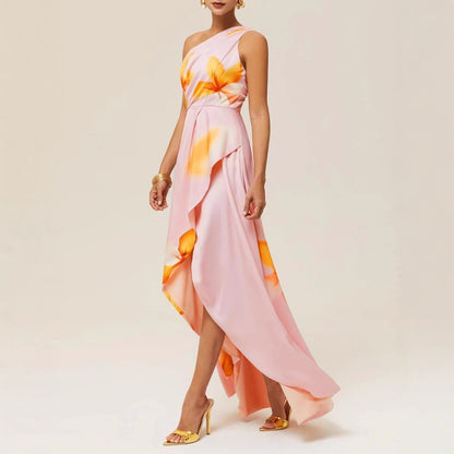 Elegant Slim Fit Tube Top Printed Halter Long Dress