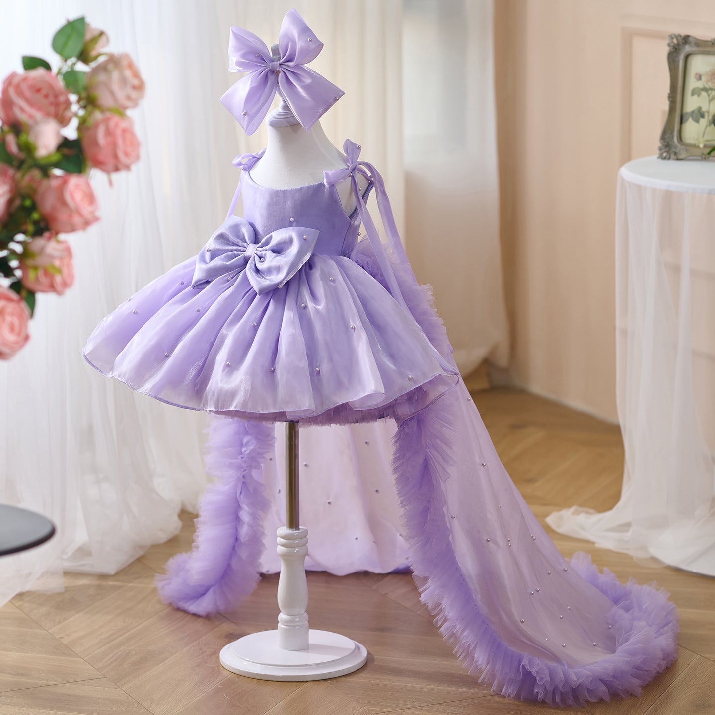 Girls' Fashion Personalized Beaded Trailing Princess Dress