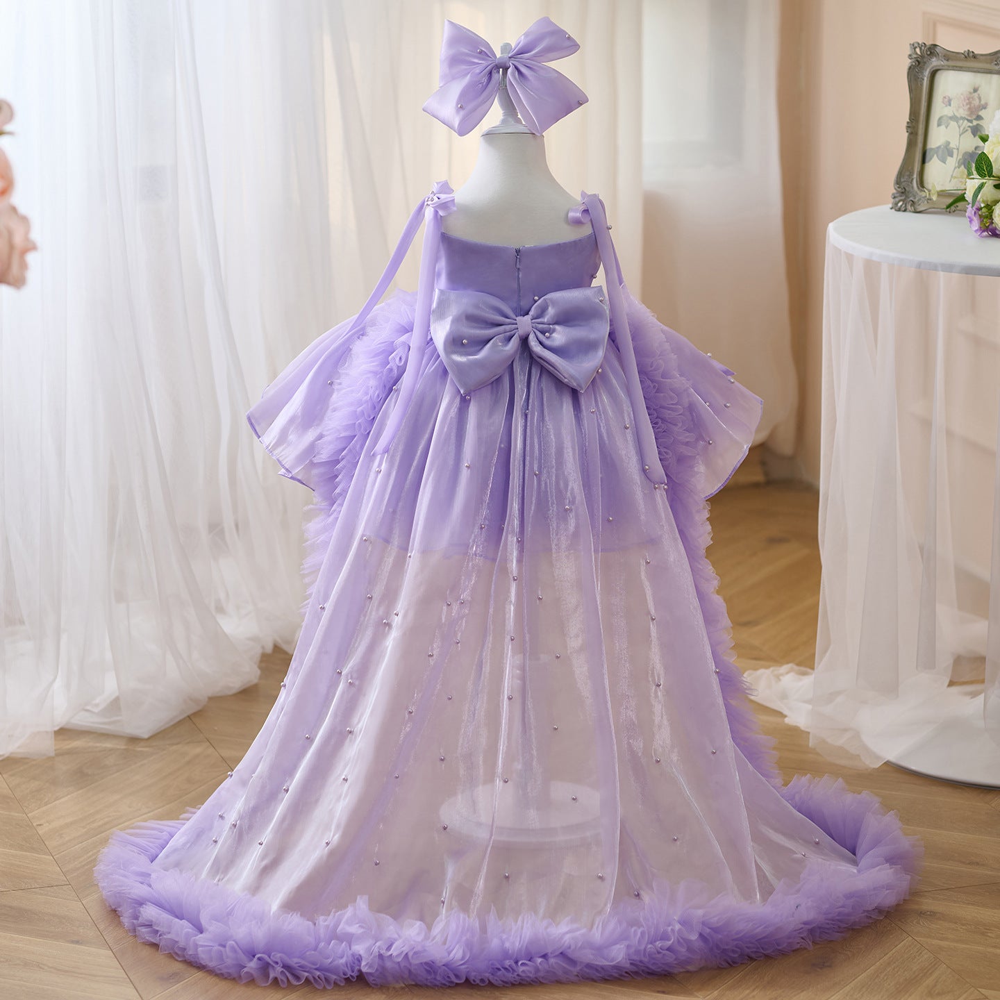 Girls' Fashion Personalized Beaded Trailing Princess Dress