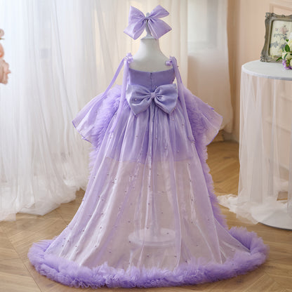 Girls' Fashion Personalized Beaded Trailing Princess Dress