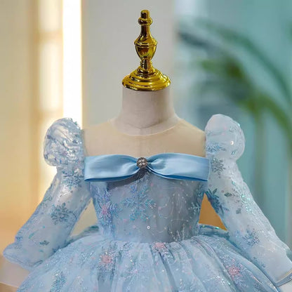 Children's Dress Princess Dress Blue Girl